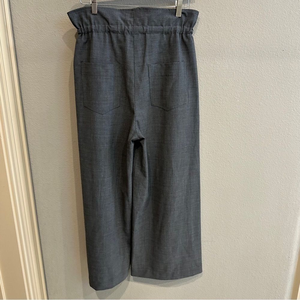 TELA | XS | gray oversized wide leg paper bag waist wool trousers - Picture 4 of 9